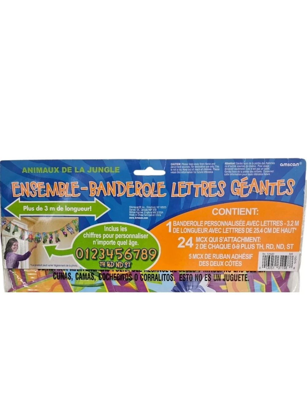 Amscan Jungle Animal Jumbo Letter Banner Age Tablecloth Centerpiece Party Lot